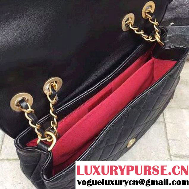 Chanel Black Quilted Lambskin Flap Bag With Gold Metal A93818 2017 (2A015-7061618 )