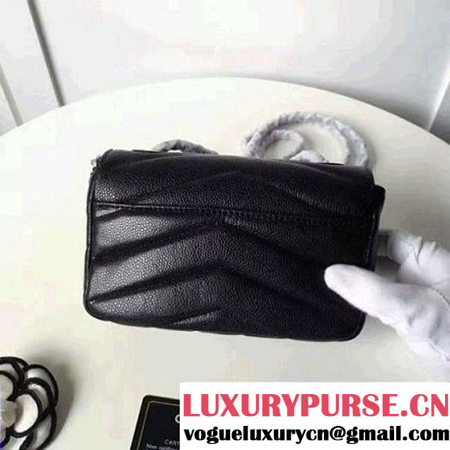 Chanel Grained Chevron Calfskin Mini Flap Bag A91561 Black 2017 (1A145-7061718 )
