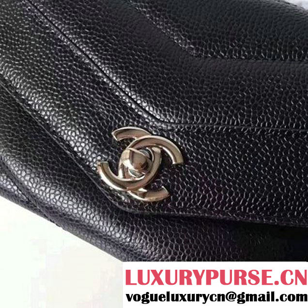 Chanel Grained Chevron Calfskin Mini Flap Bag A91561 Black 2017 (1A145-7061718 )