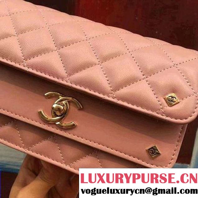 Chanel Pink Lambskin Small Double Flap Bag 2017 (2A143-7062406 )