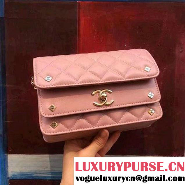 Chanel Pink Lambskin Small Double Flap Bag 2017 (2A143-7062406 )