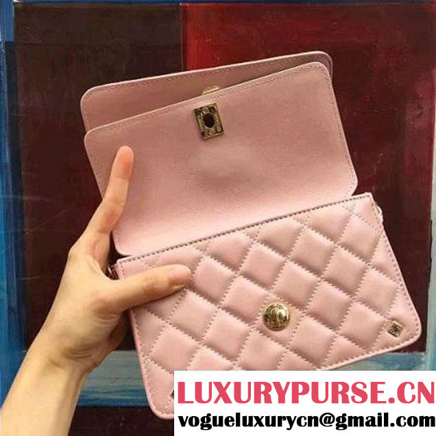 Chanel Pink Lambskin Small Double Flap Bag 2017 (2A143-7062406 )