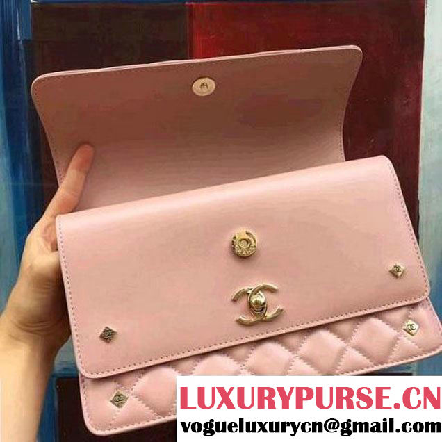 Chanel Pink Lambskin Medium Double Flap Bag 2017 (2A143-7062407 )