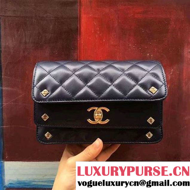 Chanel  Lambskin Small Double Flap Bag Deep Blue 2017 (2A143-7062408 )