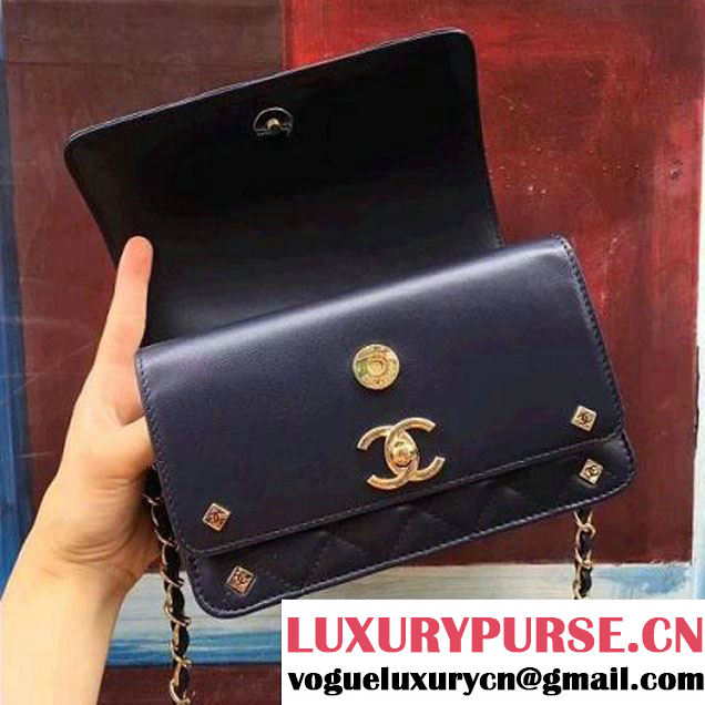 Chanel  Lambskin Small Double Flap Bag Deep Blue 2017 (2A143-7062408 )