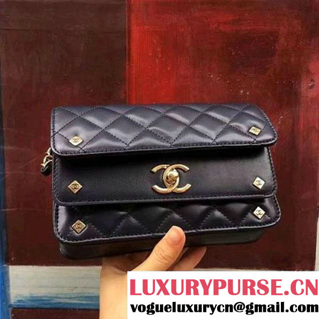 Chanel  Lambskin Small Double Flap Bag Deep Blue 2017 (2A143-7062408 )