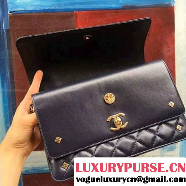 Chanel Lambskin Medium Double Flap Bag Deep Blue 2017 (2A143-7062409 )