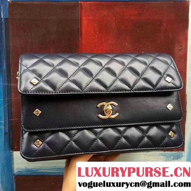 Chanel Lambskin Medium Double Flap Bag Deep Blue 2017 (2A143-7062409 )
