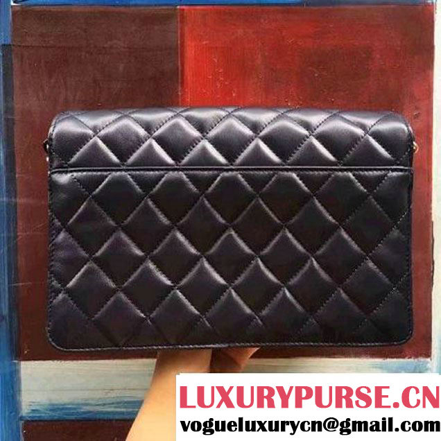 Chanel Lambskin Medium Double Flap Bag Deep Blue 2017 (2A143-7062409 )