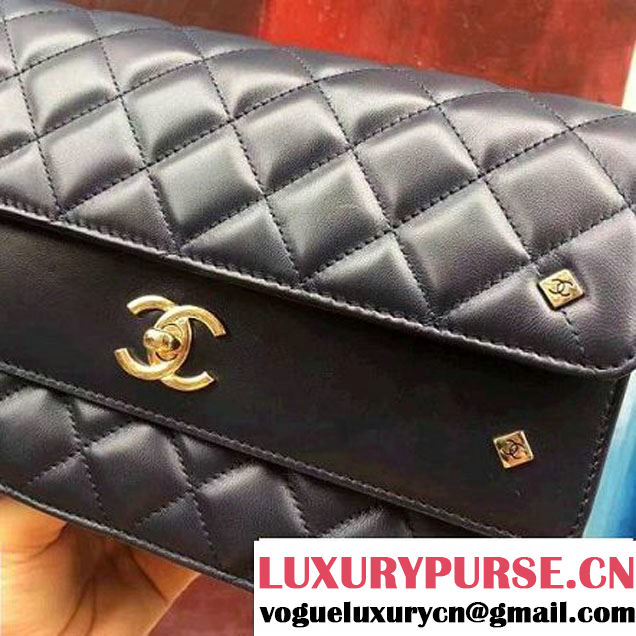 Chanel Lambskin Medium Double Flap Bag Deep Blue 2017 (2A143-7062409 )
