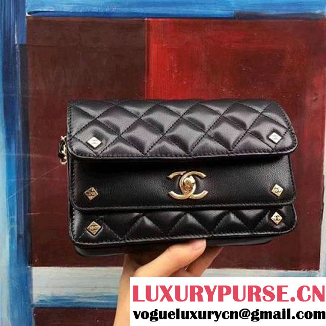 Chanel Black Lambskin Small Double Flap Bag 2017 (2A143-7062410 )