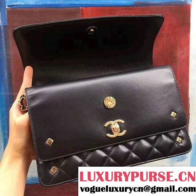 Chanel Black Lambskin Medium Double Flap Bag 2017 (2A143-7062411 )
