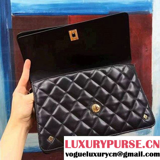 Chanel Black Lambskin Medium Double Flap Bag 2017 (2A143-7062411 )