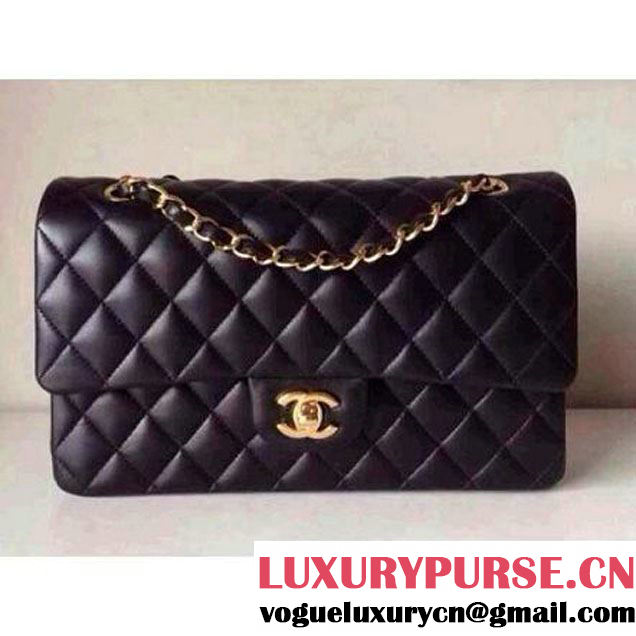 Chanel Medium Lambskin Double Flap Bag Black(Gold hardware) (1112G ) (1112G )