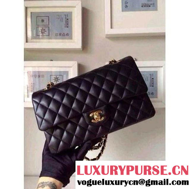 Chanel Medium Lambskin Double Flap Bag Black(Gold hardware) (1112G ) (1112G )