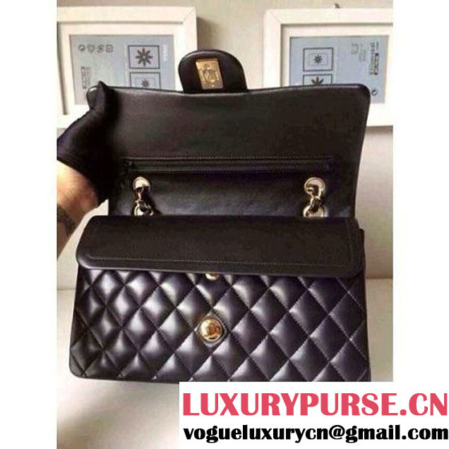 Chanel Medium Lambskin Double Flap Bag Black(Gold hardware) (1112G ) (1112G )