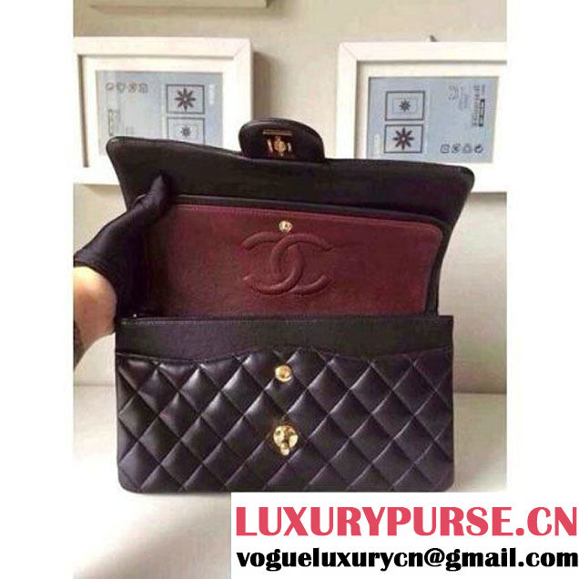 Chanel Medium Lambskin Double Flap Bag Black(Gold hardware) (1112G ) (1112G )