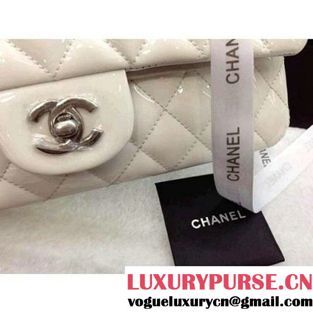 Chanel white Vernis Medium Or Jumbo Classic Flap Bag (8956 ) (8956 )