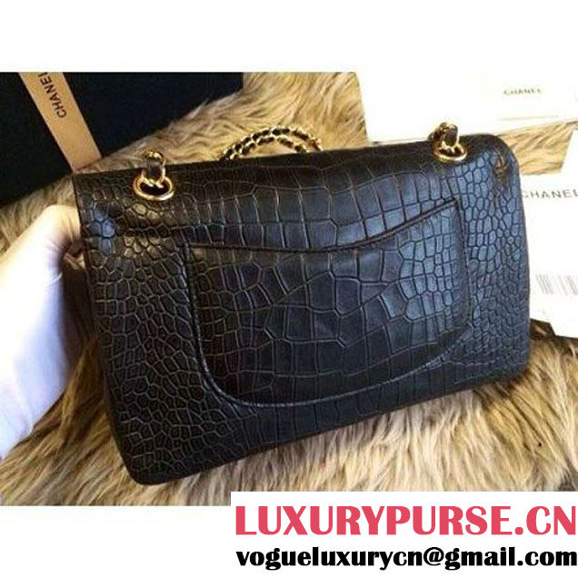 Chanel CROCODILE Pattern classic flap bag black (1a032 ) (1a032 )