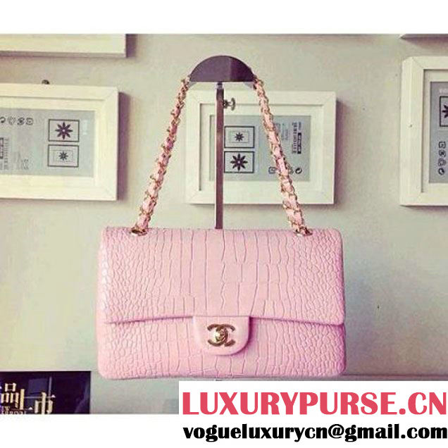 Chanel CROCODILE Pattern classic flap bag pink (1a032-0098 ) (1a032-0098 )