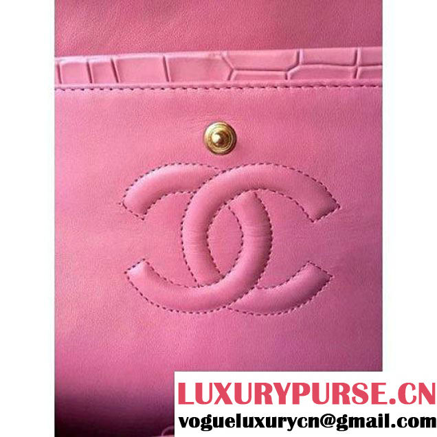Chanel CROCODILE Pattern classic flap bag pink (1a032-0098 ) (1a032-0098 )