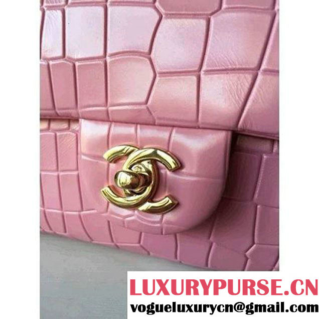Chanel CROCODILE Pattern classic flap bag pink (1a032-0098 ) (1a032-0098 )