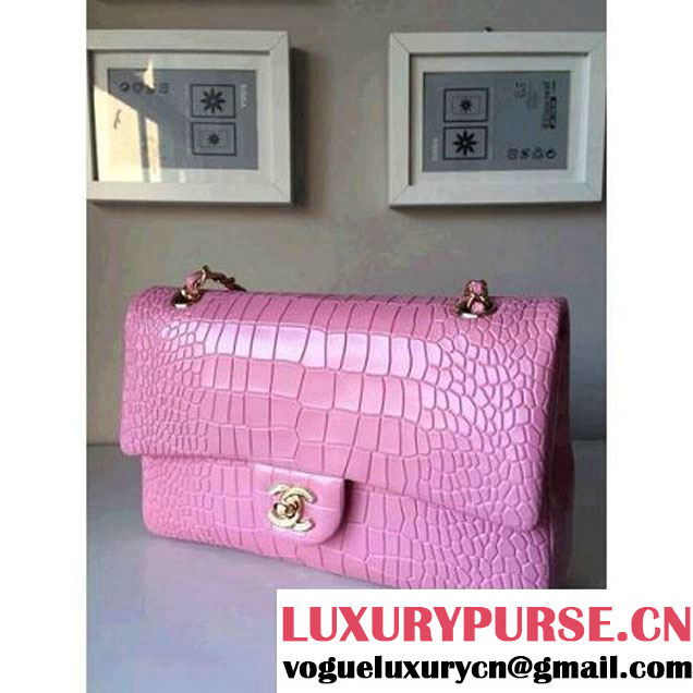 Chanel CROCODILE Pattern classic flap bag pink (1a032-0098 ) (1a032-0098 )