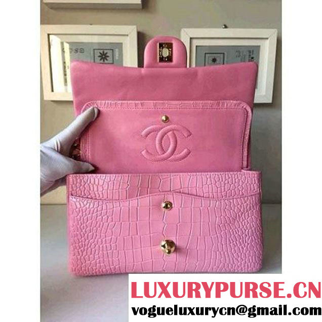 Chanel CROCODILE Pattern classic flap bag pink (1a032-0098 ) (1a032-0098 )