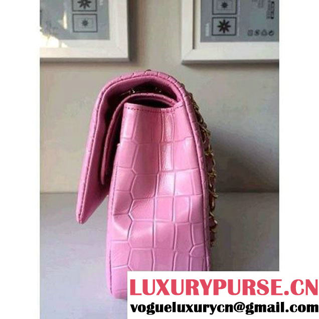 Chanel CROCODILE Pattern classic flap bag pink (1a032-0098 ) (1a032-0098 )