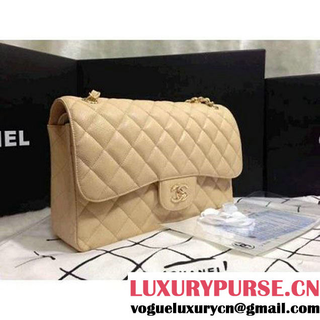 Chanel 2011 Caviar Jumbo Double Flap Bag Beige(Gold Hardware)  (A29619 ) (A29619 )