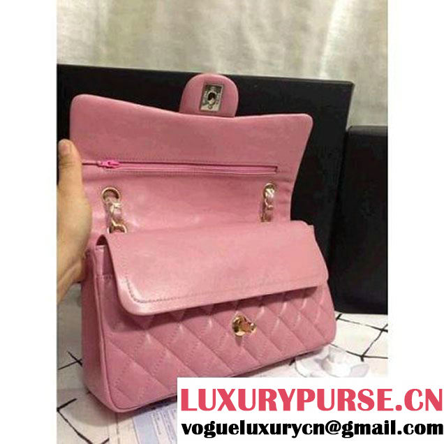 Chanel 2013 Lambskin Chain Jumbo Double Flap Shoulder Bag Pink (Golden hardware)  (A28600-PG ) (A28600-PG )
