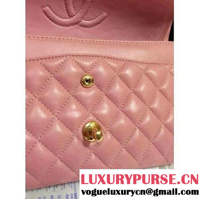 Chanel 2013 Lambskin Chain Jumbo Double Flap Shoulder Bag Pink (Golden hardware)  (A28600-PG ) (A28600-PG )