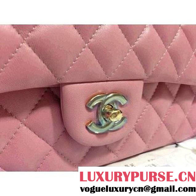 Chanel 2013 Lambskin Chain Jumbo Double Flap Shoulder Bag Pink (Golden hardware)  (A28600-PG ) (A28600-PG )