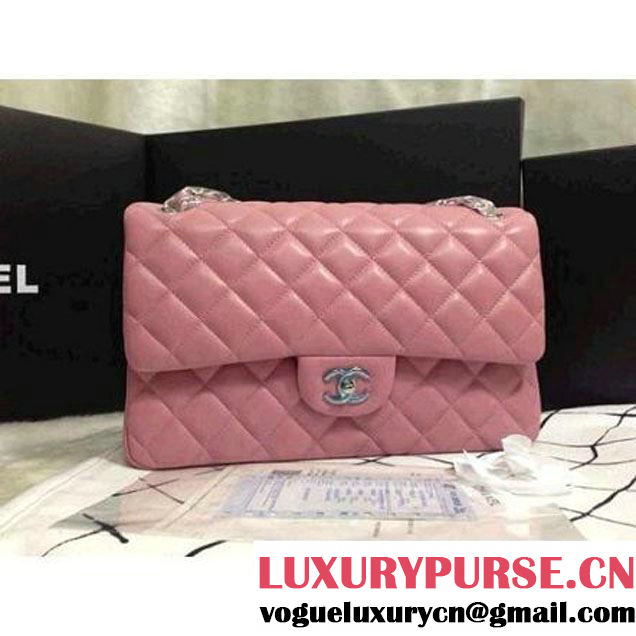 Chanel 2013 Lambskin Chain Jumbo Double Flap Shoulder Bag Pink(silver hardware) (A28600-PS ) (A28600-PS )