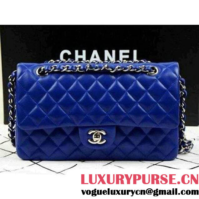 Chanel 2013 sheepskin jumbo double flap Bag Cobalt Blue(Silver hardware) (A28600BC ) (A28600BC )