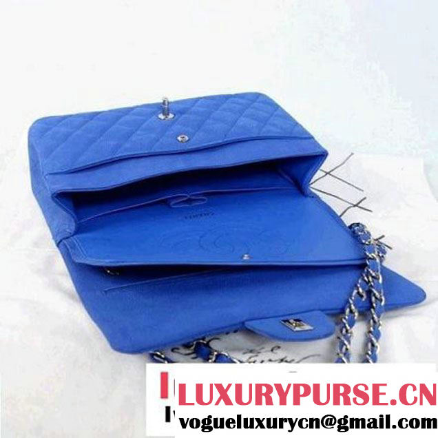 Chanel Classic Flap Jumbo Blue Bag A28600 silvery (45232 ) (45232 )