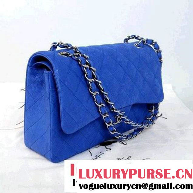 Chanel Classic Flap Jumbo Blue Bag A28600 silvery (45232 ) (45232 )
