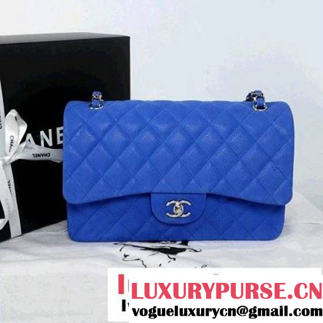 Chanel Classic Flap Jumbo Blue Bag A28600 silvery (45232 ) (45232 )