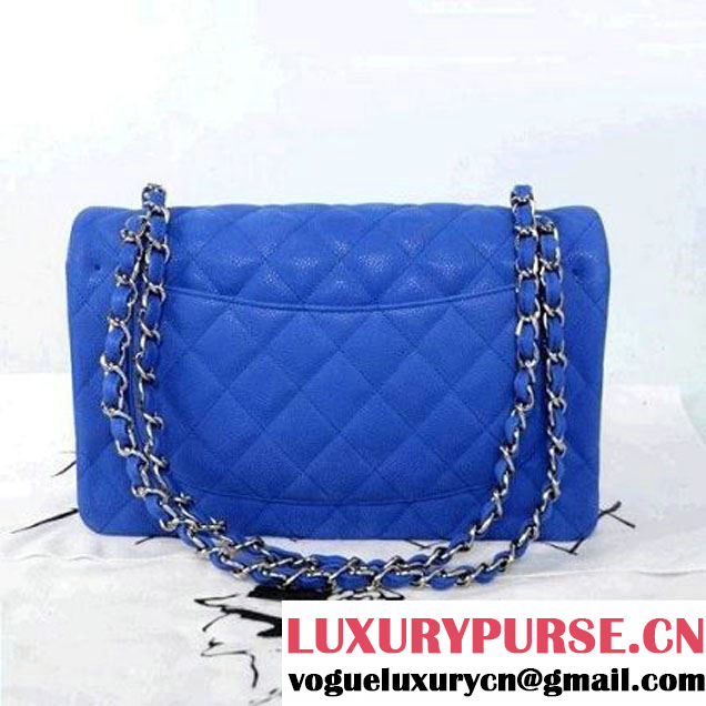 Chanel Classic Flap Jumbo Blue Bag A28600 silvery (45232 ) (45232 )