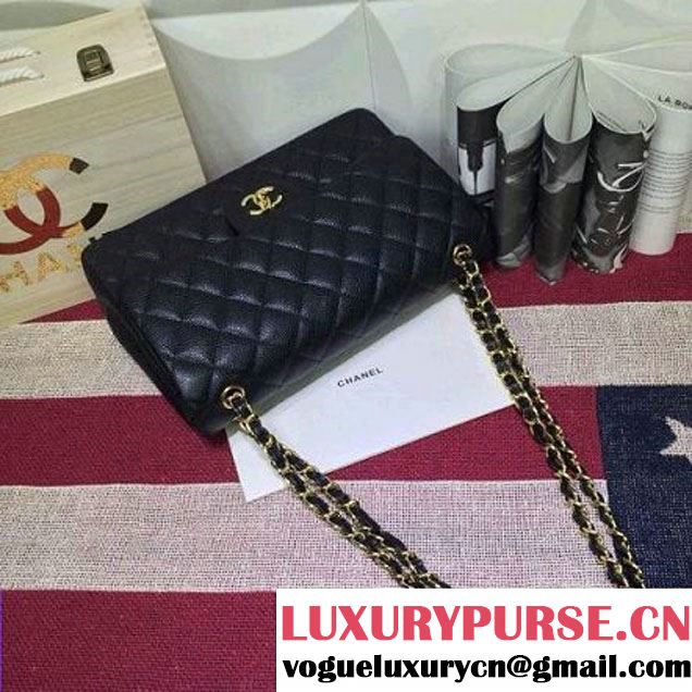 Chanel Caviar calfskin Leather Double Flap Bag in Black (1a022-012802 )