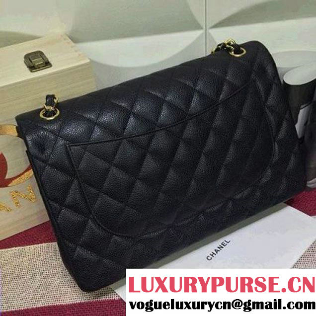 Chanel Caviar calfskin Leather Double Flap Bag in Black (1a022-012802 )