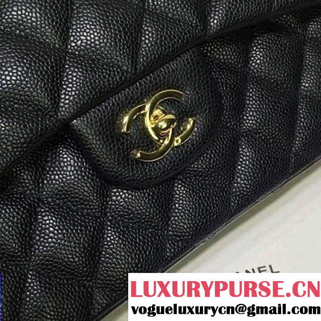 Chanel Caviar calfskin Leather Double Flap Bag in Black (1a022-012802 )
