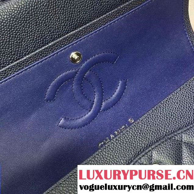 Chanel Caviar calfskin Leather Double Flap Bag in Deep Blue (1a022-012803 )