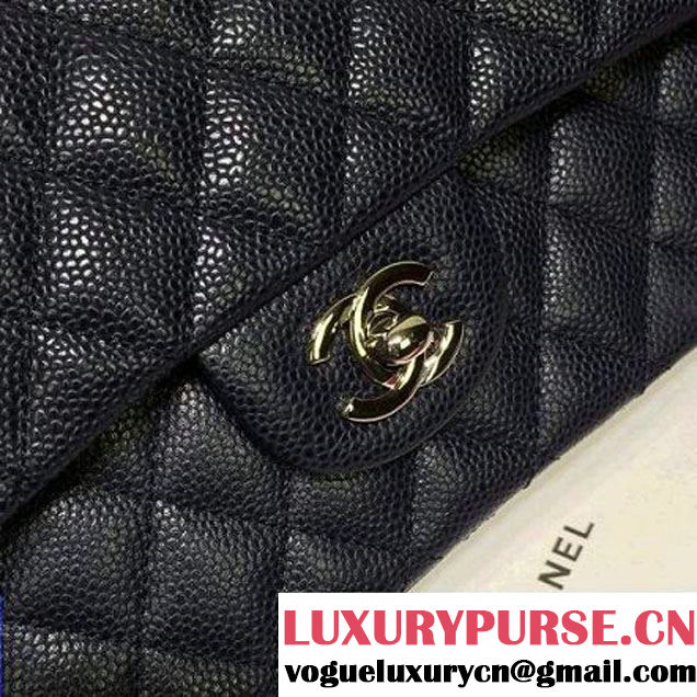 Chanel Caviar calfskin Leather Double Flap Bag in Deep Blue (1a022-012803 )