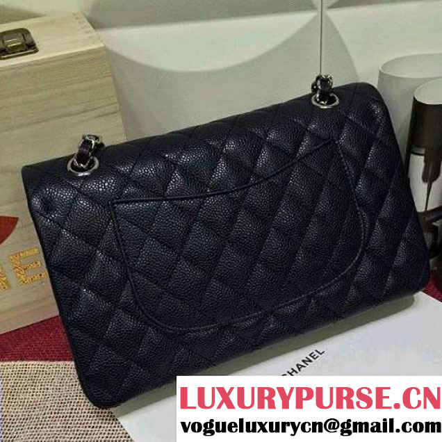 Chanel Caviar calfskin Leather Double Flap Bag in Deep Blue (1a022-012803 )