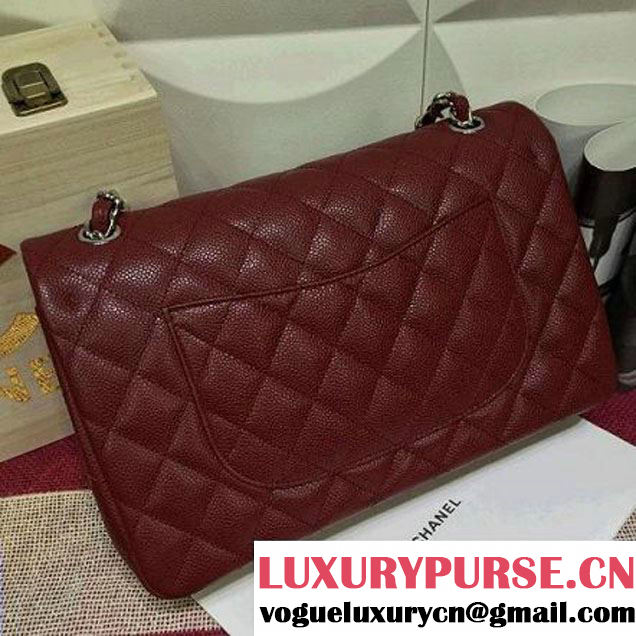 Chanel Caviar calfskin Leather Double Flap Bag in wine red (1a022-012804 )