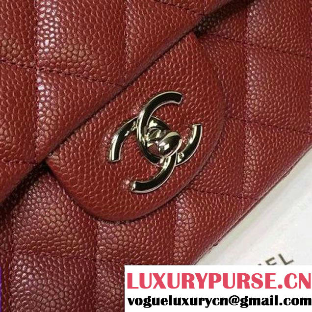 Chanel Caviar calfskin Leather Double Flap Bag in wine red (1a022-012804 )