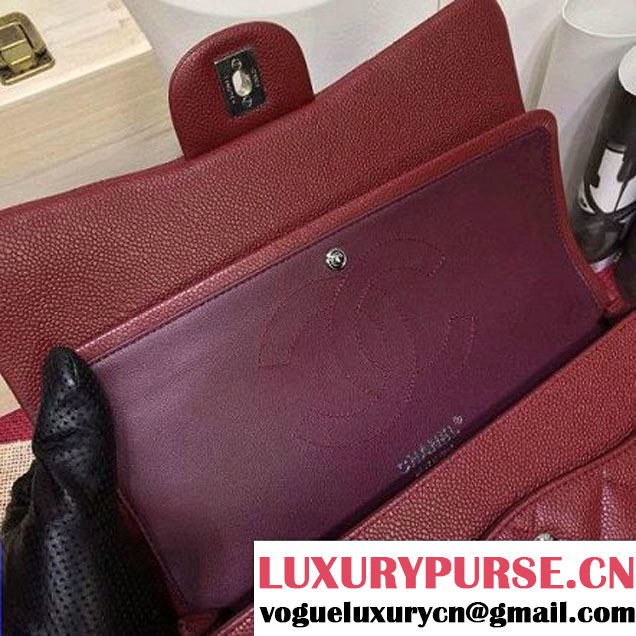 Chanel Caviar calfskin Leather Double Flap Bag in wine red (1a022-012804 )
