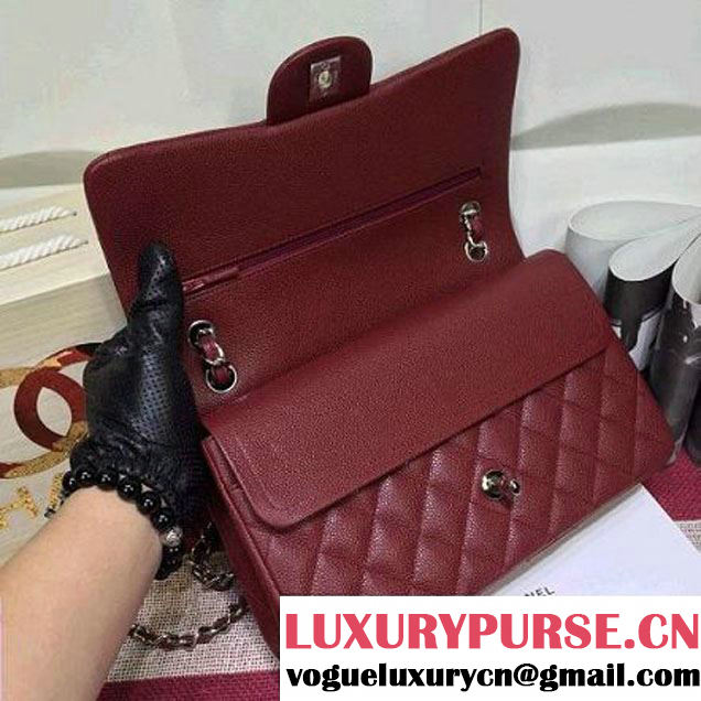 Chanel Caviar calfskin Leather Double Flap Bag in wine red (1a022-012804 )