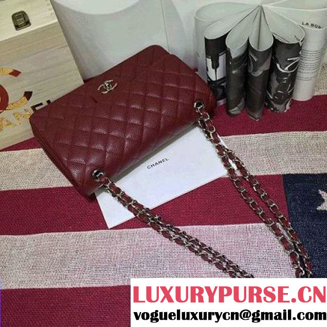 Chanel Caviar calfskin Leather Double Flap Bag in wine red (1a022-012804 )
